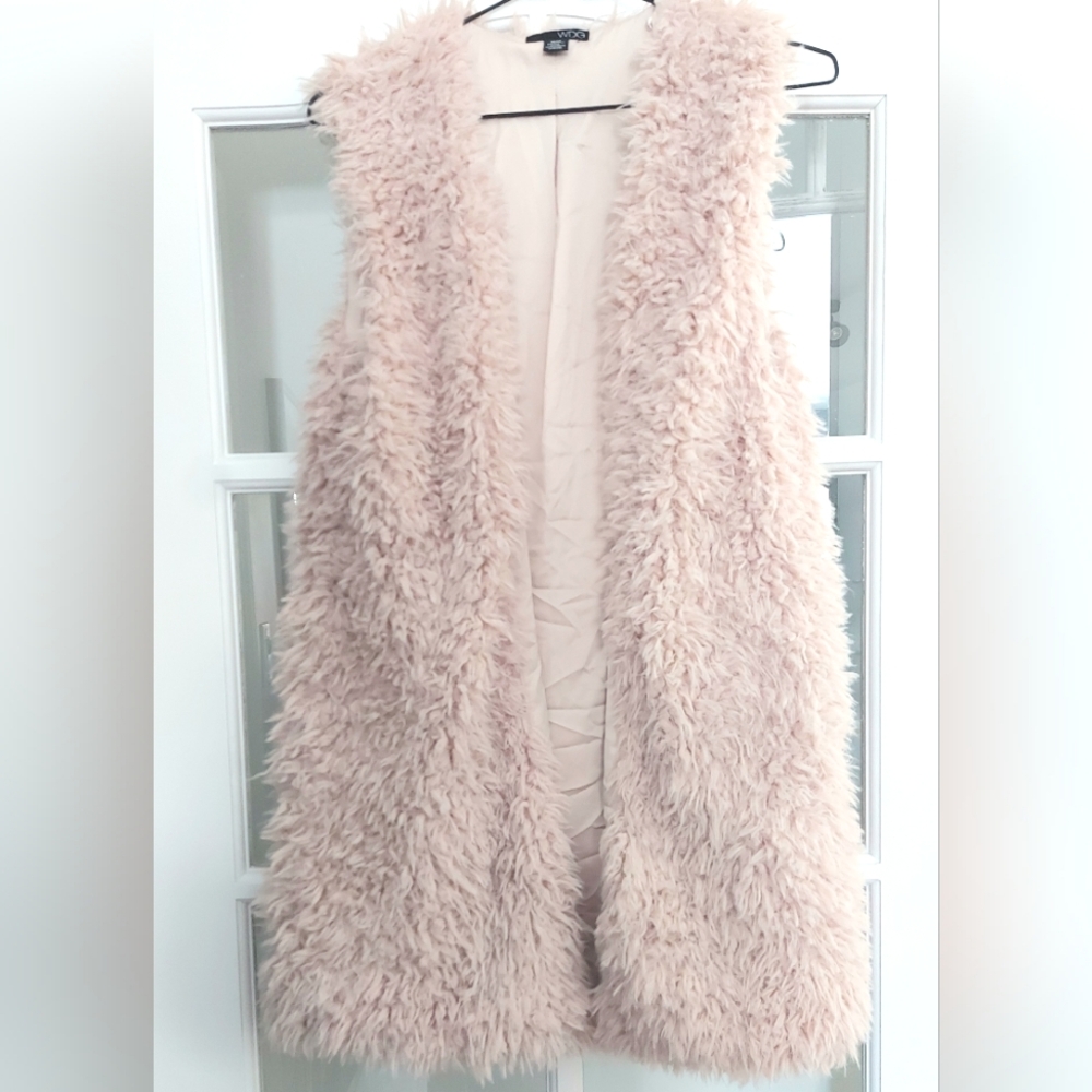Soft Pink Faux Fur Layering Vest